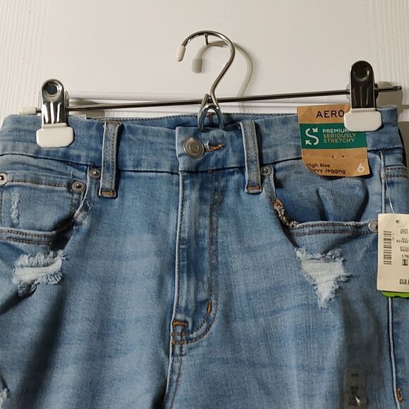 Aeropostale Seriously Stretchy High Rise Curvy Distressed Jeggings Sz 6 - Picture 4 of 13